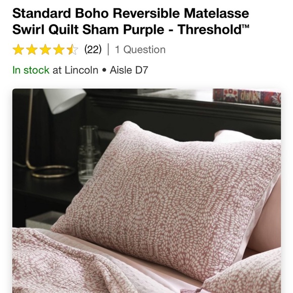 Standard Boho Reversible Matelasse
Swirl Quilt Sham Purple - Threshold - Picture 5 of 6